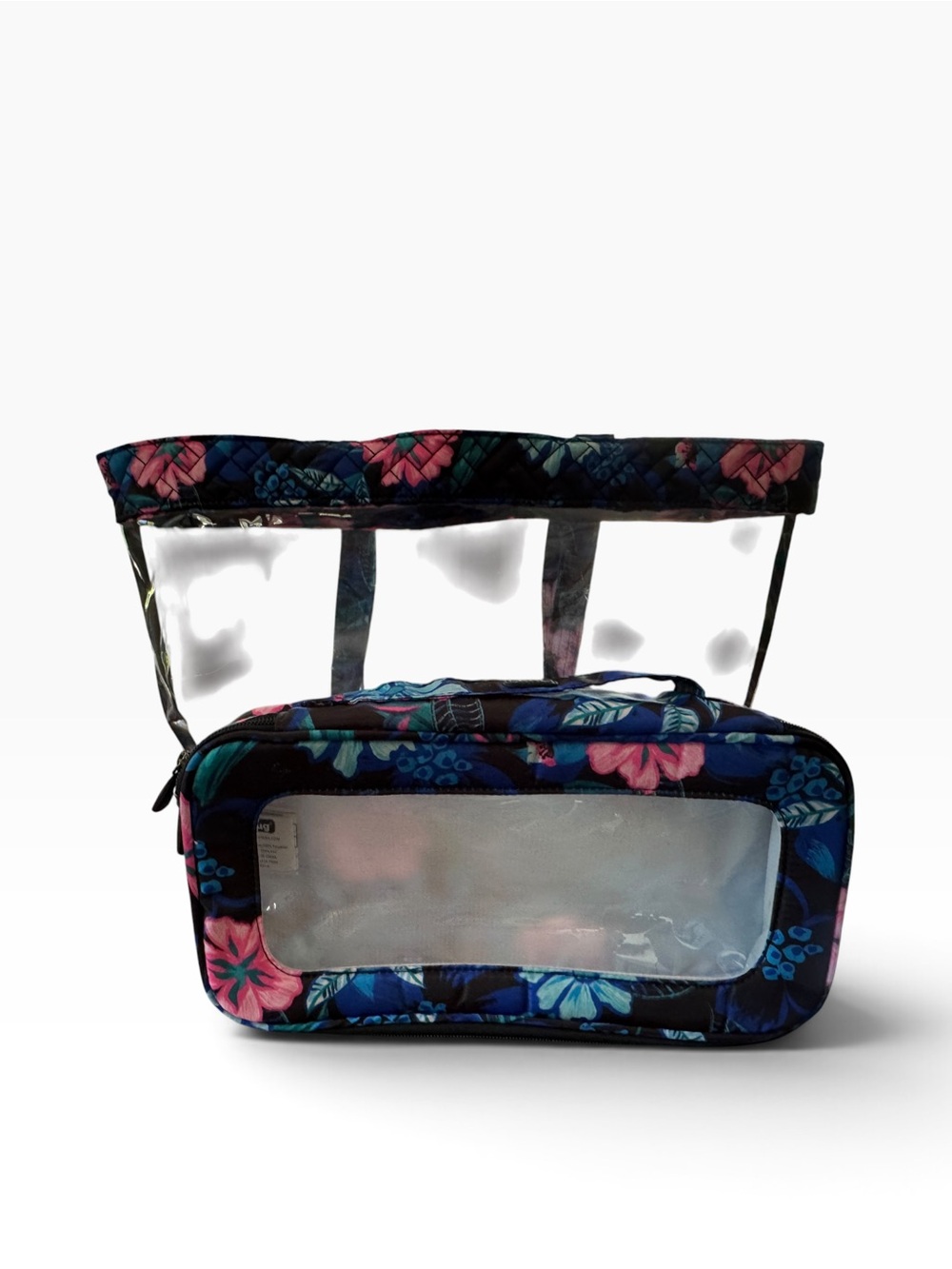 Lug Peekaboo Clearview Tote Bag Set with Matching Quilted Floral Cosmetic Pouch